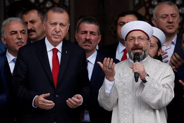 turkish president tayyip erdogan accompanied by head of turkey 039 s religious affairs directorate ali erbas prays during the opening ceremony of a mosque in istanbul photo reuters file turkish president tayyip erdogan accompanied by head of turkey 039 s religious affairs directorate ali erbas prays during the opening ceremony of a mosque in istanbul photo reuters file