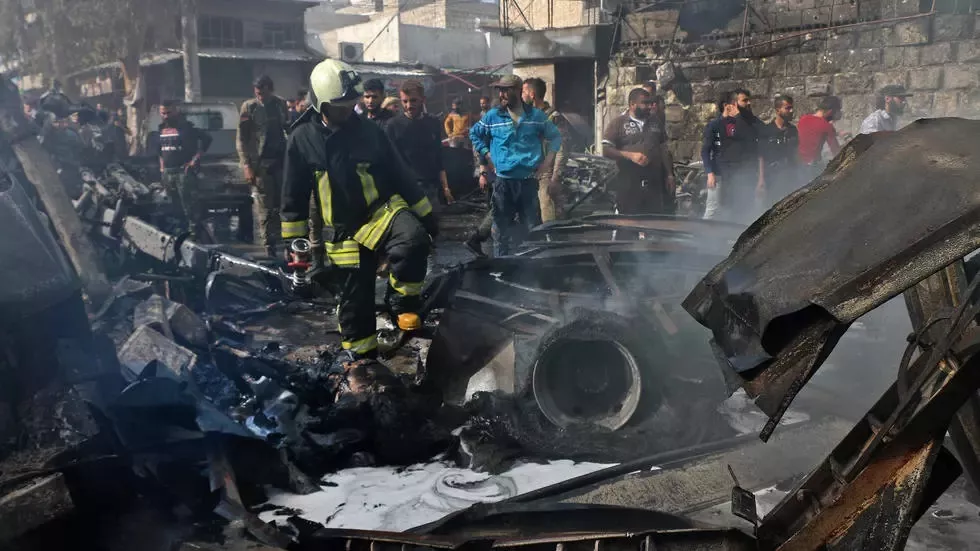 a picture released by the syrian civil defence rescue workers shows the scene of a fuel truck bomb on april 28 2020 in the northern syrian city of afrin photo afp a picture released by the syrian civil defence rescue workers shows the scene of a fuel truck bomb on april 28 2020 in the northern syrian city of afrin photo afp