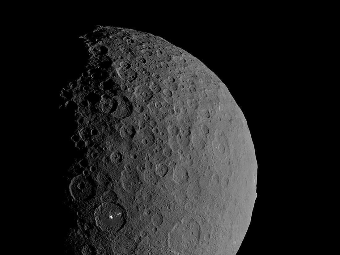 occator crater and ahuna mons appear together in this view of the dwarf planet ceres obtained by nasa s dawn spacecraft on february 11 2017 photo reuters