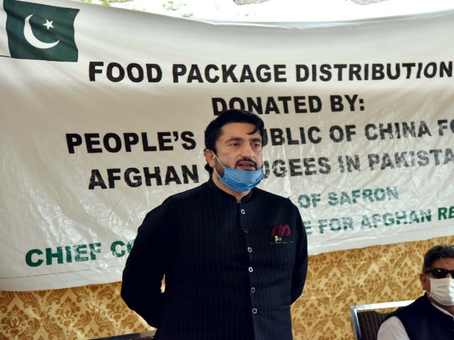 minister for safron and narcotics control shehryar khan afridi addressing a gathering of afghan refugees in islamabad photo express minister for safron and narcotics control shehryar khan afridi addressing a gathering of afghan refugees in islamabad photo express