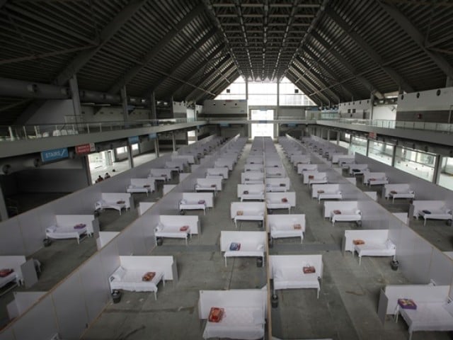 a general view of beds set up at the premises of the expo center in lahore photo reuters file