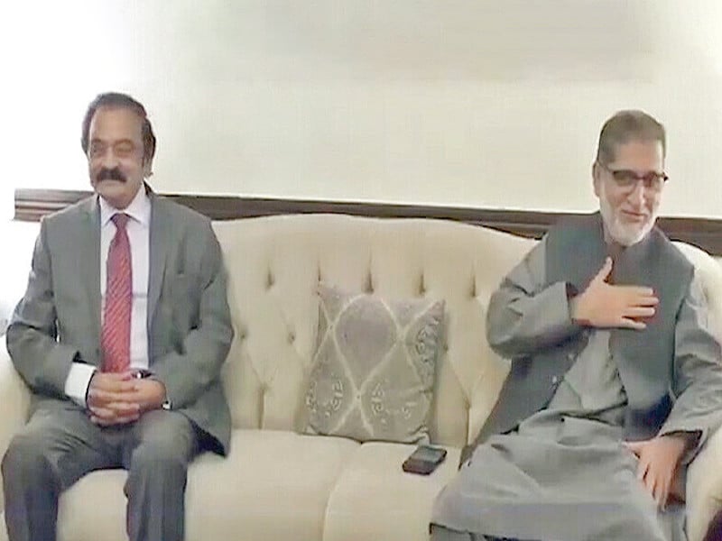 adviser to the pm on political affairs and inter provincial coordination rana sanaullah meets bnp m chief akhtar mengal photo screengrab