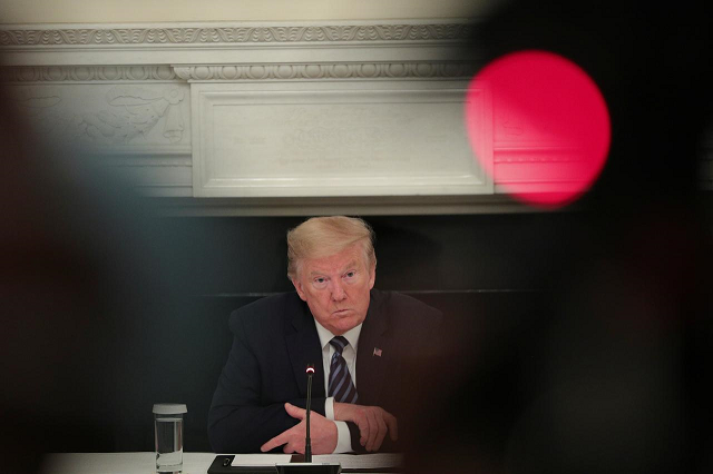 us president donald trump listens during a meeting with republican members of congress in the state dining room at the white house in washington us may 8 2020 photo reuters us president donald trump listens during a meeting with republican members of congress in the state dining room at the white house in washington us may 8 2020 photo reuters