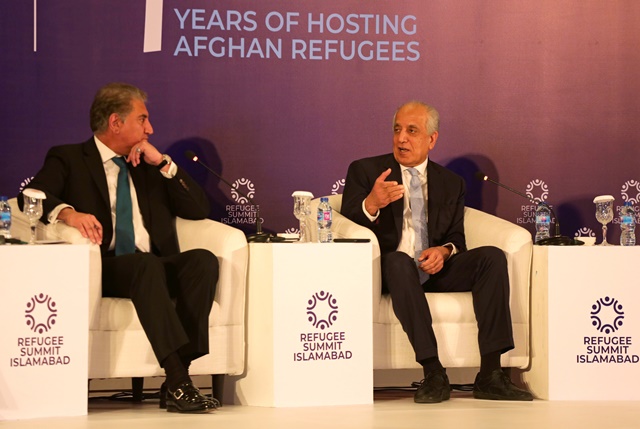 us envoy for peace in afghanistan zalmay khalilzad r and foreign minister shah mahmood qureshi attend the international conference on the future of afghan refugees living in pakistan photo reuters file