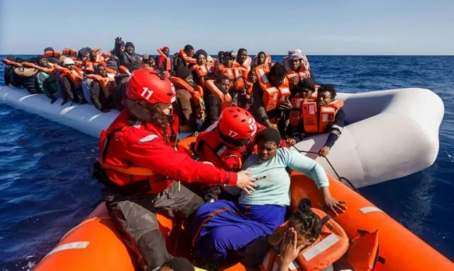 members of the spanish ngo maydayterraneo prepare to sail back to the aita mari rescue boat with around 90 migrants in february photo afp members of the spanish ngo maydayterraneo prepare to sail back to the aita mari rescue boat with around 90 migrants in february photo afp