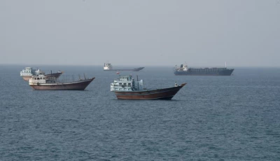 vessels near the strait of hormuz as seen from musandam oman august 17 2026 reuters