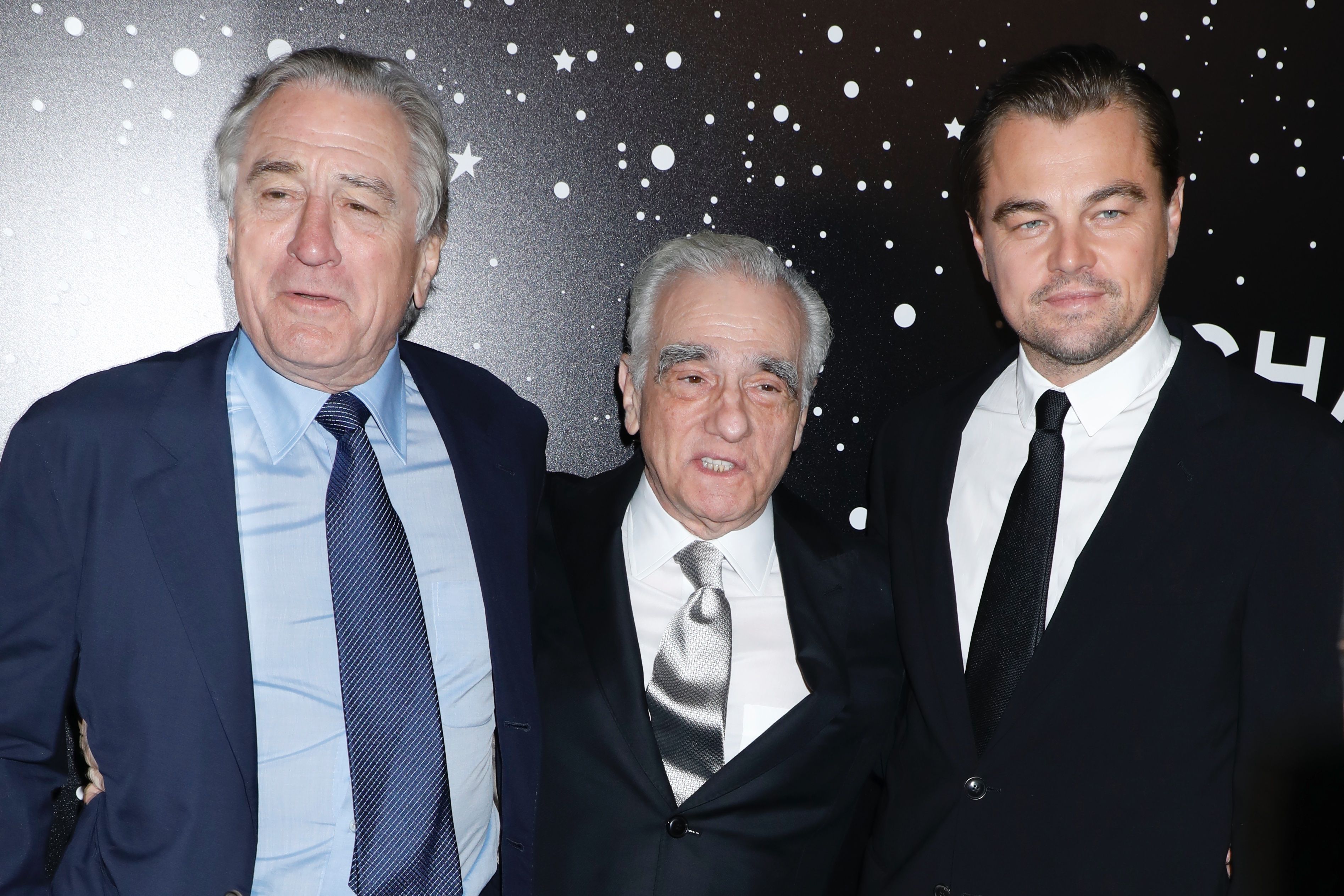 mandatory credit photo by gregory pace shutterstock 9985232m robert de niro martin scorsese and leonardo dicaprio museum of modern art s 11th annual film benefit presented by chanel arrivals new york usa   19 nov 2018