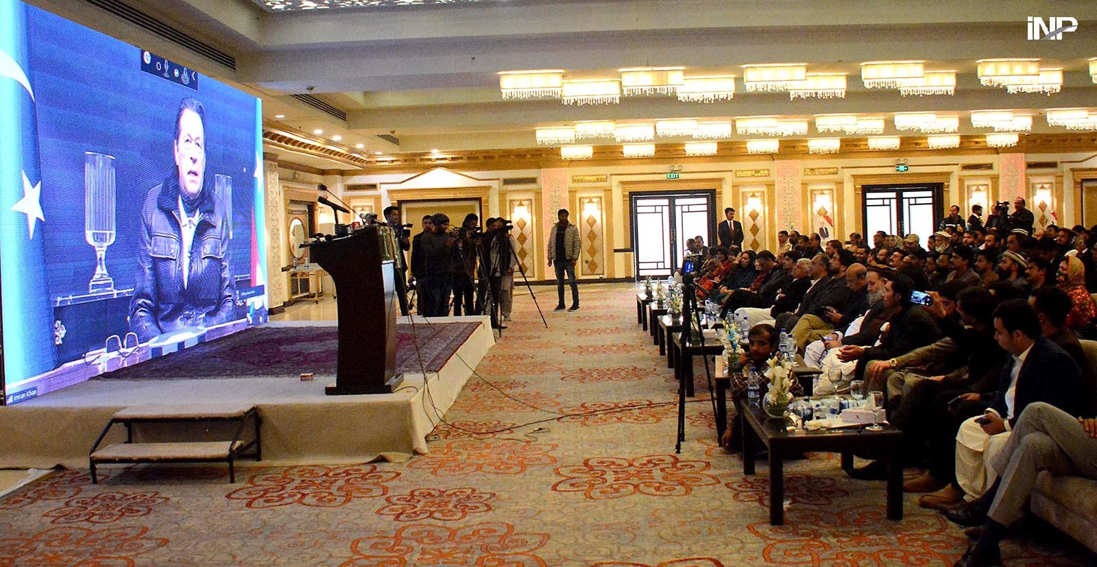 pti chairman imran khan addresses a seminar via video link in islamabad photo inp