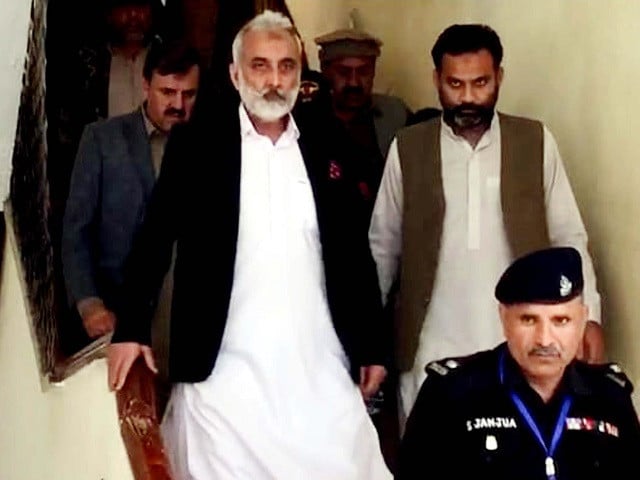 balochistan minister for communication and works sardar abdul rehman khetran leaves after attending a court hearing in quetta photo ppi