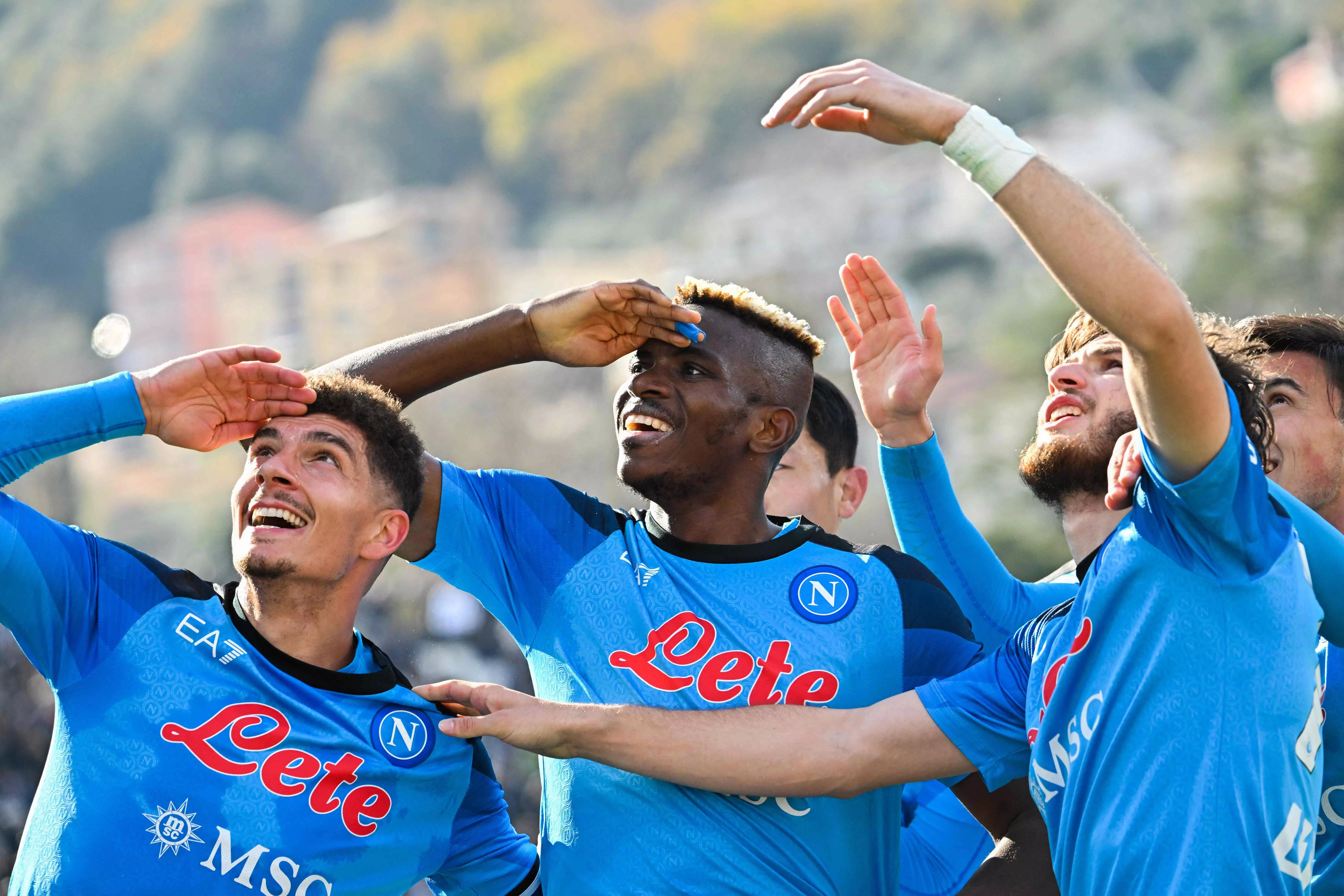 napoli s nigerian forward victor osimhen c celebrates after scoring during the serie a match between spezia and napoli at the alberto picco stadium on feb 5 he will be back on attack in the second leg carrying the hopes of an entire city photo alberto pizzoli afp napoli s nigerian forward victor osimhen c celebrates after scoring during the serie a match between spezia and napoli at the alberto picco stadium on feb 5 he will be back on attack in the second leg carrying the hopes of an entire city photo alberto pizzoli afp