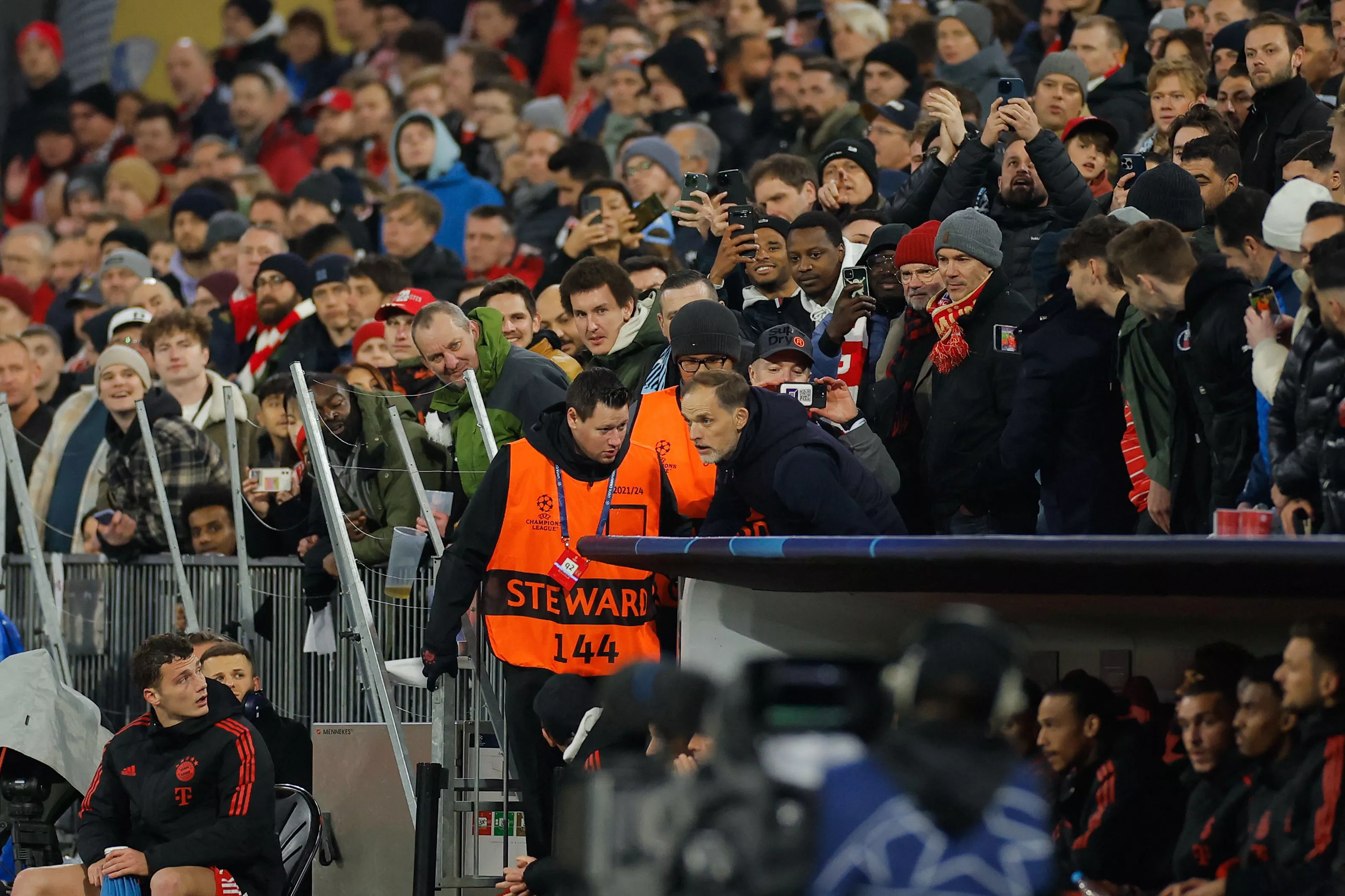 bayern munich s head coach thomas tuchel c is brought to the stands after getting a red card during the uefa champions league quarter final second leg football match between bayern munich and manchester city in munich on april 19 2023 photo odd andersen afp bayern munich s head coach thomas tuchel c is brought to the stands after getting a red card during the uefa champions league quarter final second leg football match between bayern munich and manchester city in munich on april 19 2023 photo odd andersen afp