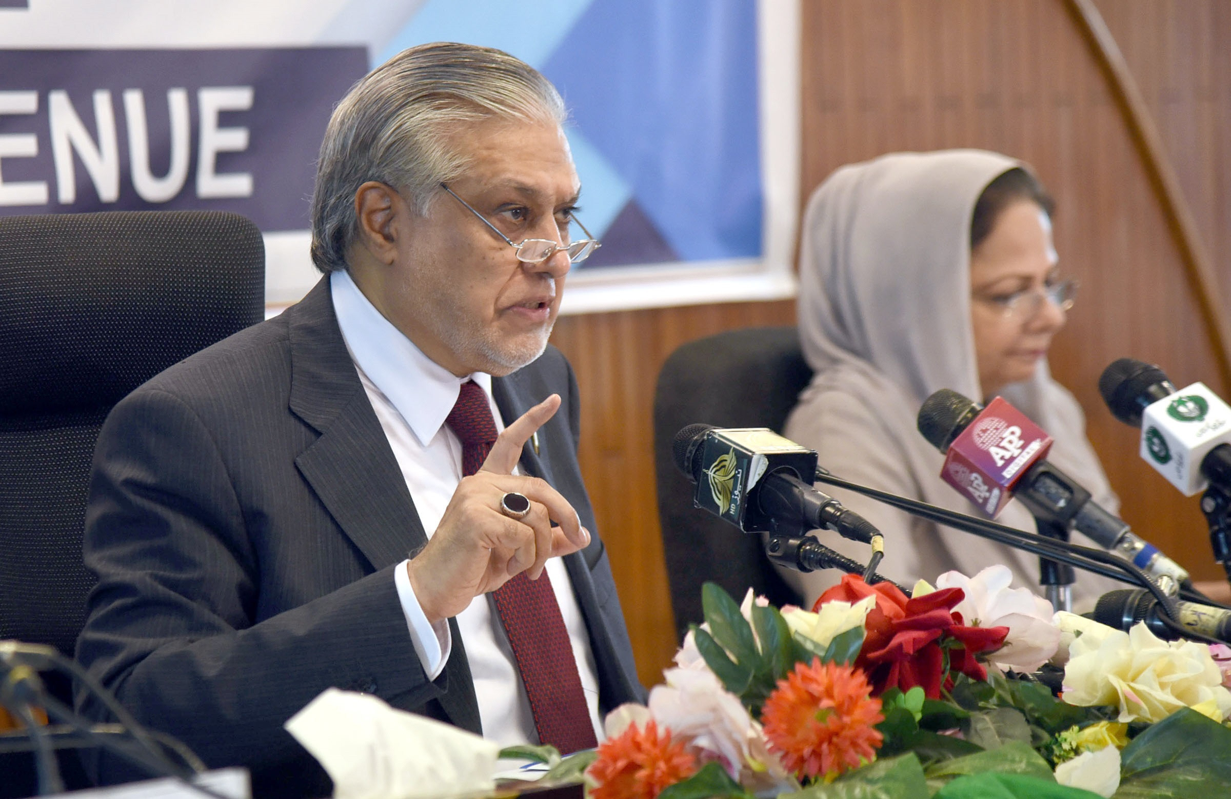 finance minister ishaq dar addresses the post budget news conference in islamabad photo online