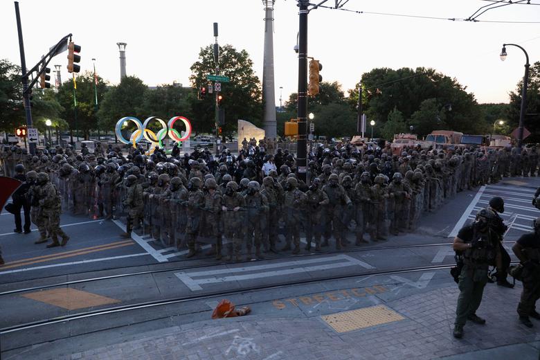 national guard personnel is seen during a protest near centennial olympic park in atlanta georgia u s on monday photo reuters