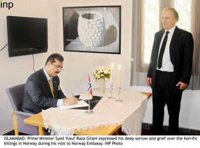 gilani expresses deep sorrow grief over norway killings