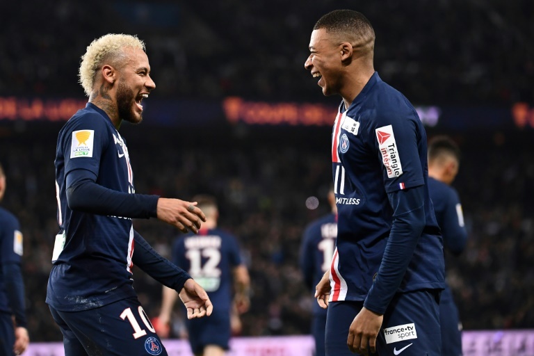 paris saint germain are due to play saint etienne in the french cup final and lyon in the league cup final photo afp