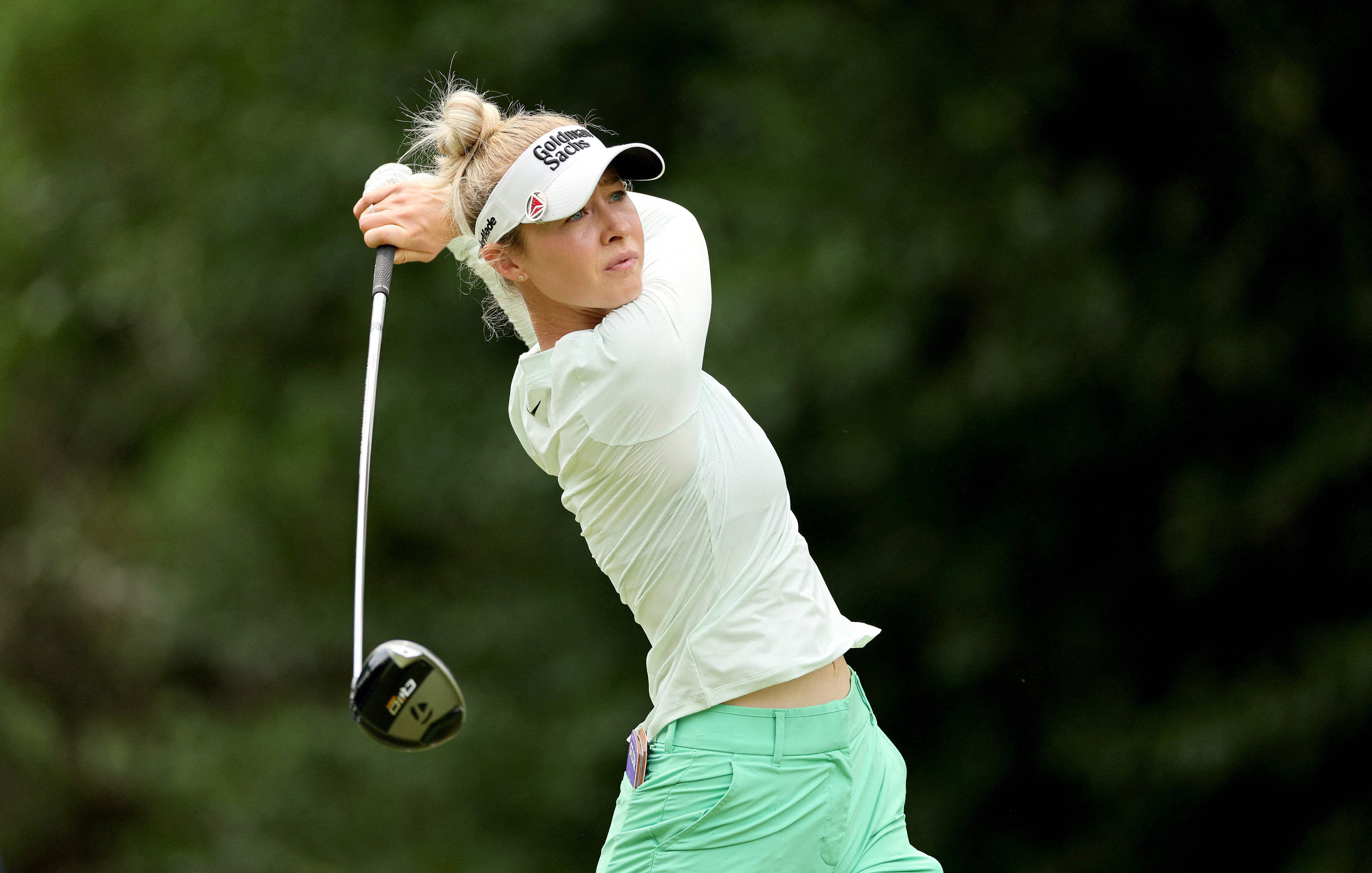 edge of glory us golfer nelly korda plays a shot during practice for the chevron championship at the club at carlton woods on april 17 2024 in the woodlands texas photo afp