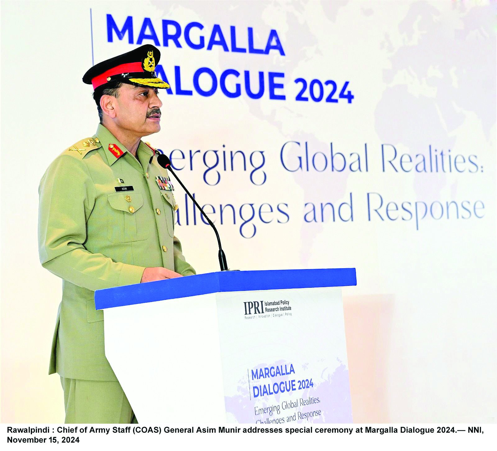 coas gen syed asim munir addresses the margalla dialogue 2024 organised by the islamabad policy research institute photo nni