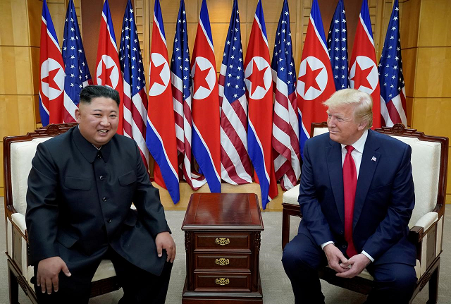 us president donald trump meets with north korean leader kim jong un at the demilitarised zone separating the two koreas in panmunjom south korea june 30 2019 photo reuters