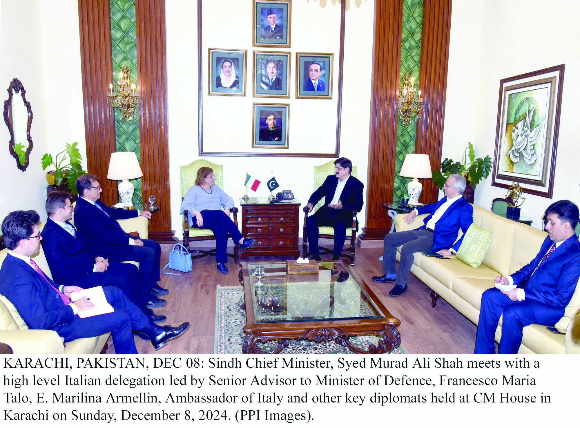 cm murad ali shah meets with an italian delegation at the cm house on sunday photo ppi