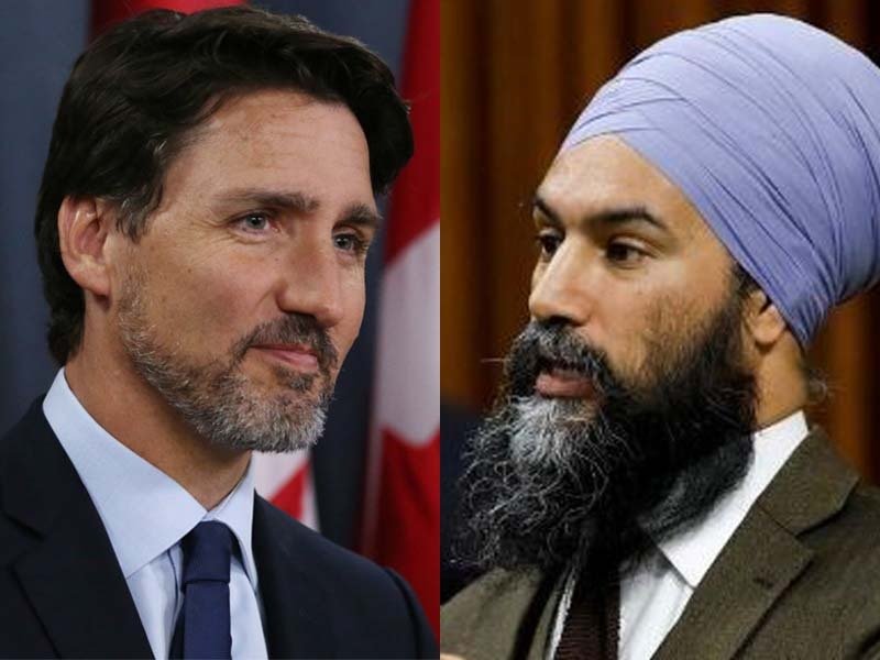 file photo of canadian pm justin trudeau l and lawmaker jagmmet singh r