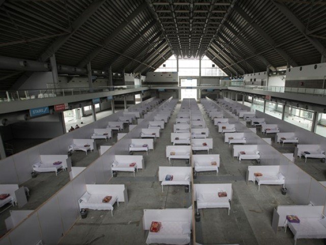 a general view of beds set up at an isolation centre photo reuters