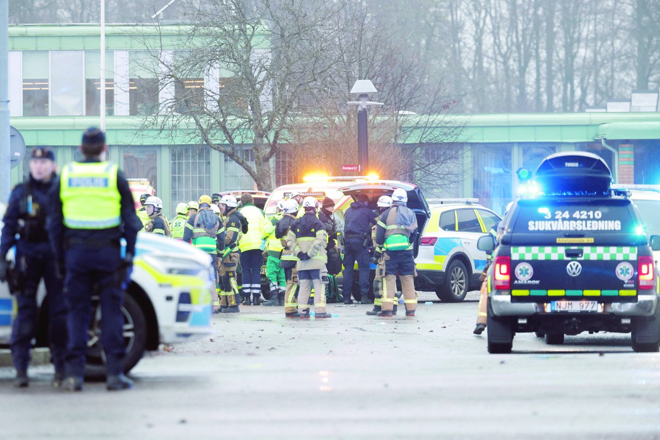 emergency personnel and police officers work at the adult education center campus risbergska school after a shooting attack in orebro sweden photo reuters