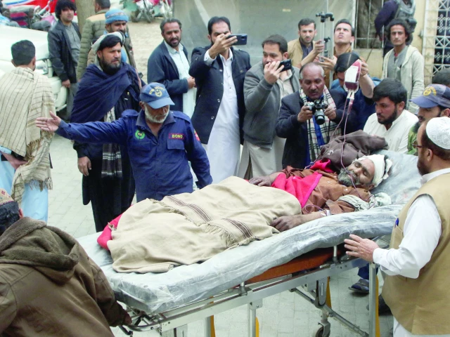 an injured labourer is brought to hospital in quetta following the harnai blast photo afp an injured labourer is brought to hospital in quetta following the harnai blast photo afp