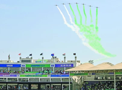 spectacular fly past by paf at ct opening match