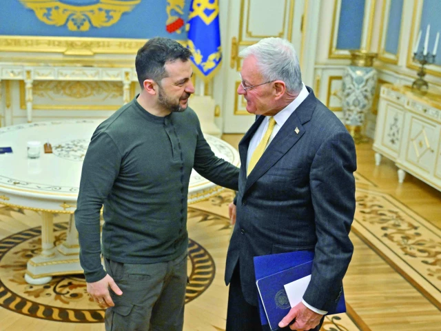 ukraine s president volodymyr zelensky l greets us special envoy for ukraine keith kellogg at his office in kyiv photo afp ukraine s president volodymyr zelensky l greets us special envoy for ukraine keith kellogg at his office in kyiv photo afp