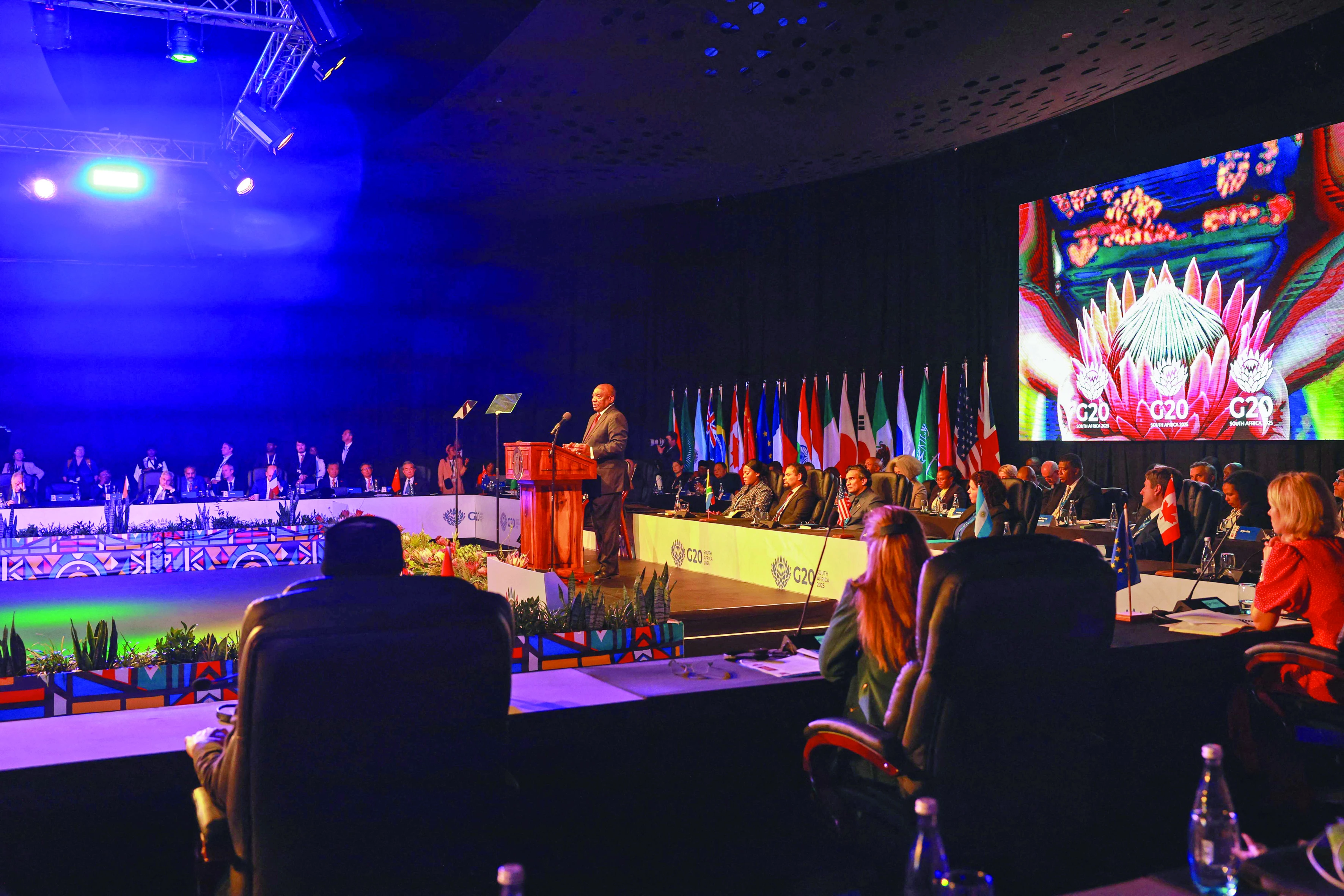 south african president cyril ramaphosa delivers the keynote address at the opening of the g20 foreign ministers meeting at the nasrec expo centre in johannesburg photo afp south african president cyril ramaphosa delivers the keynote address at the opening of the g20 foreign ministers meeting at the nasrec expo centre in johannesburg photo afp