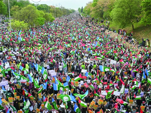 supporters of jamaat e islami hold palestinian flags during an anti israel protest in islamabad expressing solida supporters of jamaat e islami hold palestinian flags during an anti israel protest in islamabad expressing solida