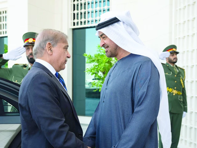 uae president sheikh mohamed bin zayed al nahyan receives prime minister shehbaz sharif at al shati palace in abu dhabi photo afp uae president sheikh mohamed bin zayed al nahyan receives prime minister shehbaz sharif at al shati palace in abu dhabi photo afp
