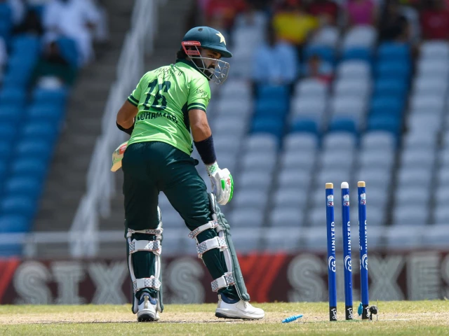 mohammad rizwan of pakistan is bowled by jayden seales of west indies during the 3rd and final odi match between west indies and pakistan at brian lara cricket academy in tarouba trinidad and tobago on august 12 2025 photo afp