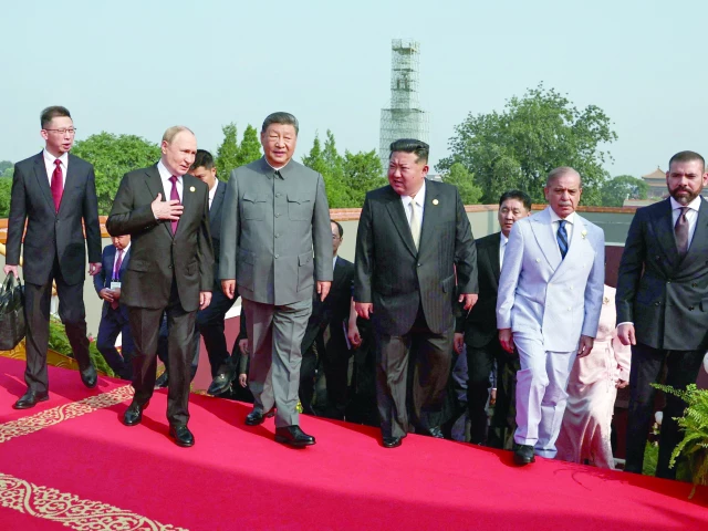 prime minister shehbaz sharif walks with china s president xi jinping north korea s leader kim jong un and russia s president vladimir putin before a military parade marking the 80th anniversary of victory over japan and the end of world war ii in beijing s tiananmen square photo afp prime minister shehbaz sharif walks with china s president xi jinping north korea s leader kim jong un and russia s president vladimir putin before a military parade marking the 80th anniversary of victory over japan and the end of world war ii in beijing s tiananmen square photo afp