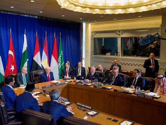 us president donald trump speaks during a multilateral meeting with turkey s president tayyip erdogan jordan s king abdullah pakistan s prime minister shehbaz sharif egypt s prime minister mostafa madbouly saudi arabia s foreign minister faisal bin farhan al saud qatar s emir sheikh tamim bin hamad al thani indonesia s president prabowo subianto and united arab emirates dpm and minister of foreign affairs abdullah bin zayed al nahyan during the 80th united nations general assembly in new york us on september 23 2025 photo reuters