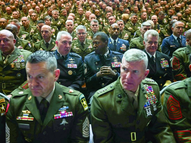 military members look on before us president donald trump addresses senior military officers gathered at marine corps base quantico in quantico virginia photo afp