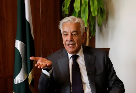 defence minister khawaja muhammad asif during an interview photo reuters file