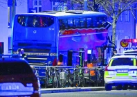 picture shows first responders working at the scene where a bus crashed into people in stockholm photo afp