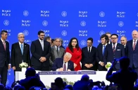 paraguay s president santiago pena l prime minister shehbaz sharif 5l kosovo s president vjosa osmani c r morocco s foreign minister nasser bourita 6r argentina s president javier milei 5r armenia s prime minister nikol pashinyan 2r bulgaria s former prime minister rosen zhelyazkov r turkiye s foreign minister hakan fidan 4r pose with us president donald trump signing a founding charter at the board of peace meeting during the world economic forum wef annual meeting in davos switzerland on thursday afp