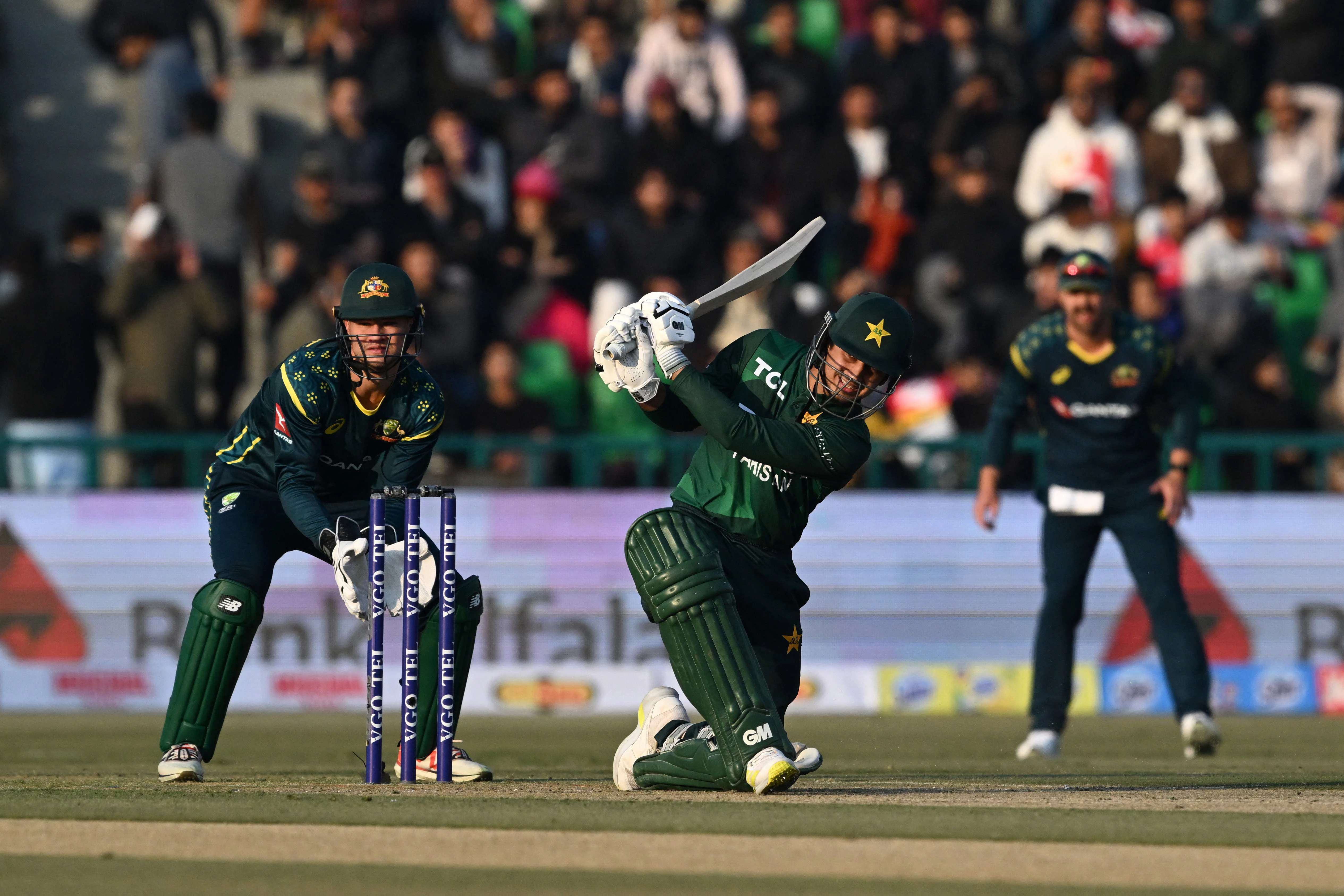 pakistan s saim ayub plays a shot during the first twenty20 international cricket match between pakistan and australia at the gaddafi stadium in lahore on january 29 2026 photo afp
