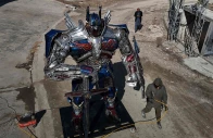 sculptor ehtisham jadoon working on a model of optimus prime a film character from transformers made from scrap metal at his studio on the outskirts of islamabad photo afp