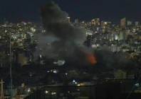 this frame grab from afptv video footage taken on march 9 2026 shows plumes of smoke rising from the southern suburbs of beirut early in the morning after a loud blast was heard israel s military said it struck the beirut area early on march 9 targeting iran backed militant group hezbollah photo afp