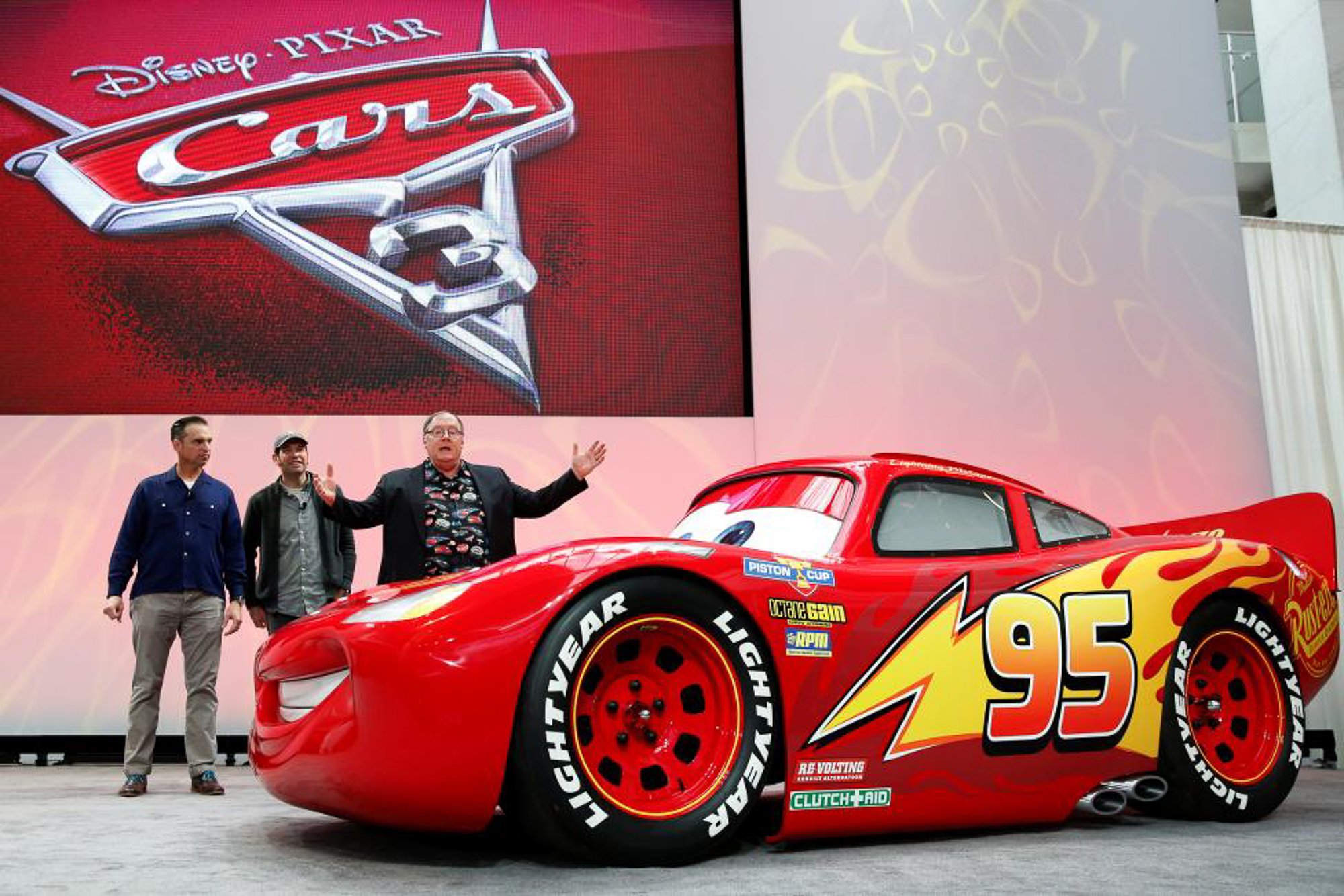 John Lasseter, Chief Creative Officer of Walt Disney and Pixar Animation Studios, introduces Lightning McQueen from Disney Pixar's 'Cars 3'. PHOTO: REUTERS