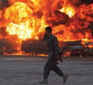 nato supplies several supply trucks destroyed in two attacks