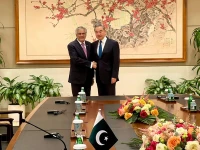 deputy prime minister and foreign minister ishaq dar meets chinese foreign minister wang yi in new york on thursday photo x fo
