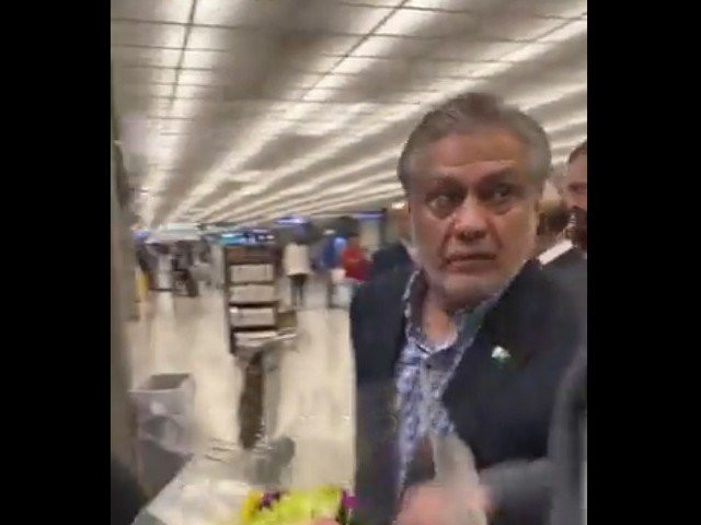 finance minister ishaq dar along with a delegation reached the us to hold negotiations with the international lenders screengrab