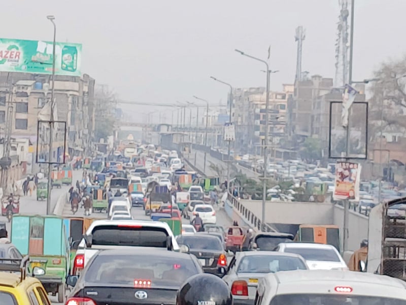 peshawar being the main trade center in the province attracts thousands of people creating almost a gridlock on the city roads photo express