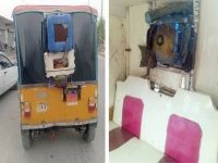 a rickshaw fitted with a room cooler offers relief to passengers during travel on rawalpindi roads photos express