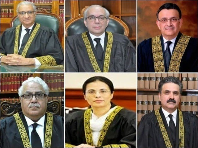 a six member bench headed by chief justice of pakistan umar ata bandial is conducting the hearing photo file express