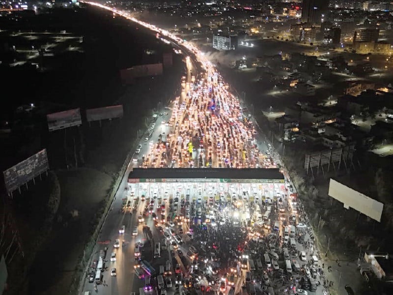 a pti convoy reaches on the outskirts of the federal capital photo express